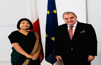 H.E. Ms. Gloria Gangte, High Commissioner courtsey call on H.E. Mr. Angelo Farrugia, Hon. Speaker of the House of Representatives
