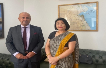 H.E. Ms. Gloria Gangte, High Commissioner's courtsey call on H.E. Dr. Faisal G. M. Almutairi,  Ambassador of the State of Kuwait