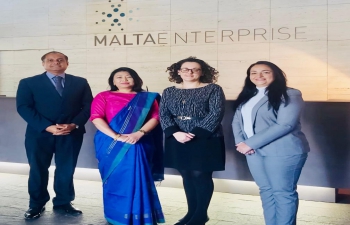 High Commissioner visited Malta Enterprise Head Office and met Ms. Nathalie Farrugia, Chief Officer, Corporate Relations & Ms. Horatia Borg, Corporate Relations Manager