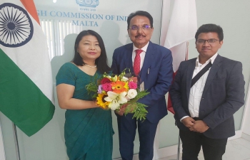 High Commissioner Mrs. Gloria Gangte met Mr. S.M. Mudda, Managing Dir & Mr. Prashant Mudda, Admin Dir from Misom Labs Ltd.