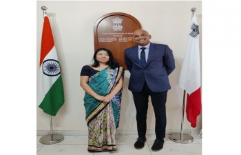 Cdr Anup Padman P of Indian Navy called on High Commissioner of India Mrs. Gloria Gangte. HC congratulated him on successful course completion & wished him well for future assignments.  