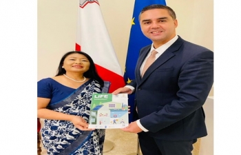 High Commissioner Mrs. Gloria Gangte paid a courtesy call on H.E. Dr. Ian Borg, Minister for Foreign & European Affairs and Trade of Malta.
