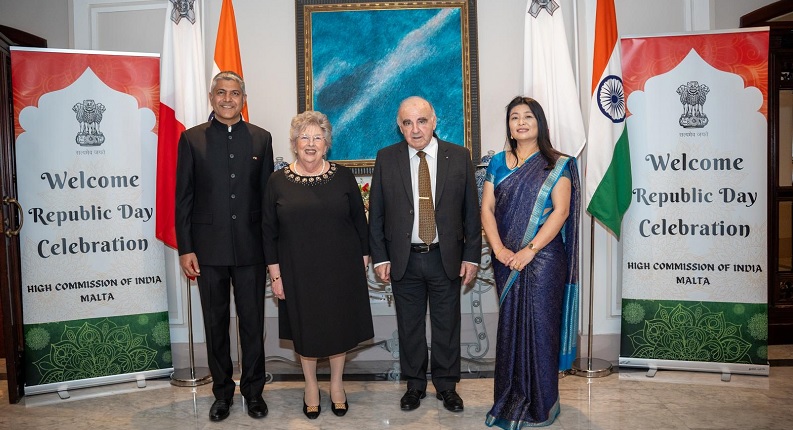 Hon. President of Malta, H.E. Dr. George Vella & First Lady Madam Vella at the reception hosted by HCI Malta to celebrate the 75th Republic Day of India