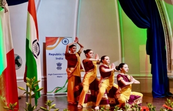 Cultural performance by Maltese dancers of College of Dance in Malta and Bhangra by Punjabi community at the 75th Republic Day Reception.